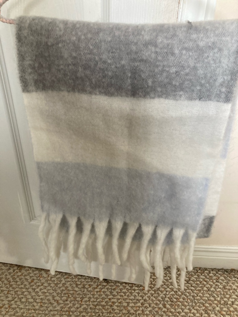 Cozy Gray & Cream Striped Throw Blanket - Brand Unspecified